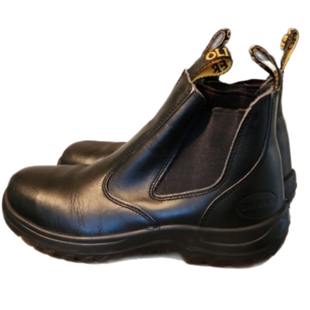 Oliver Black Leather Chelsea Work Boots Slip-On Safety Style Durable